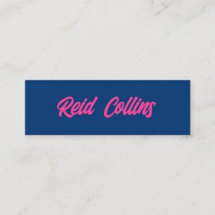Carte De Visite Mini Script moderne bleu et rose gras