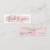 Carte De Visite Mini script moderne blush rose coeur merci pour l'ordre (Devant / Derrière)