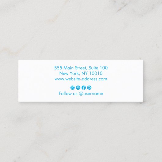 Carte De Visite Mini Script moderne Cobalt Blue Bold (Dos)