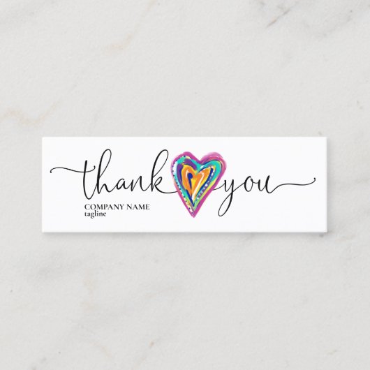 Carte De Visite Mini script moderne coeur unique merci pour l'ordre (Devant)