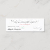 Carte De Visite Mini script moderne coeur unique merci pour l'ordre (Dos)