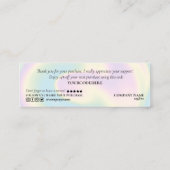 Carte De Visite Mini script moderne holographie merci pour votre comman (Dos)