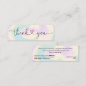 Carte De Visite Mini script moderne holographie merci pour votre comman (Devant / Derrière)