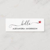 Carte De Visite Mini Script moderne minimal Hello Coeur (Devant)