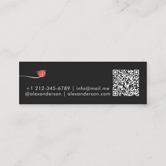 Carte De Visite Mini Script moderne minimal Hello Heart QR Code (Dos)