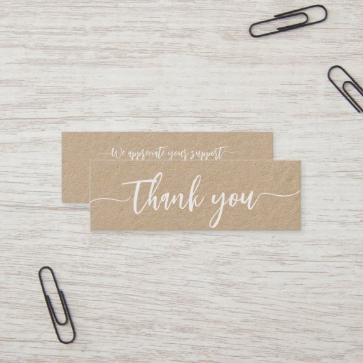 Carte De Visite Mini Script moderne minimaliste de Merci personnalisé é (Devant/Arrière en situation)