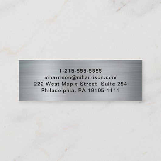 Carte De Visite Mini Script moderne QR Code Professional Silver (Dos)