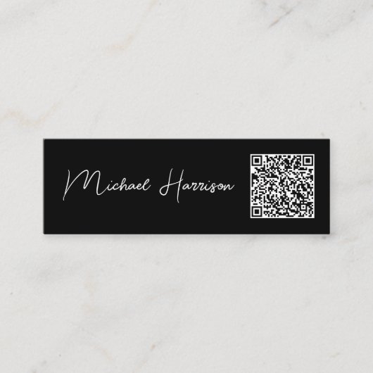 Carte De Visite Mini Script moderne QR Code Professionnel (Devant)