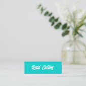 Carte De Visite Mini Script moderne Turquoise Blue Bold (Debout devant)