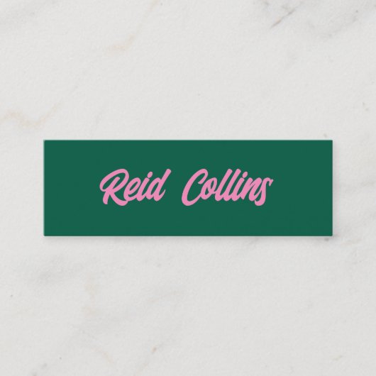 Carte De Visite Mini Script moderne Turquoise vert et rose gras (Devant)