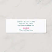 Carte De Visite Mini Script moderne Turquoise vert et rose gras (Dos)