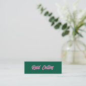 Carte De Visite Mini Script moderne Turquoise vert et rose gras (Debout devant)
