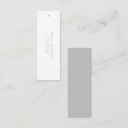 Carte De Visite Mini Script simple - Balises cadeaux argent et blanc (Devant / Derrière)