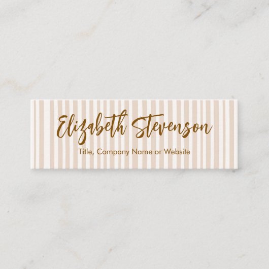 Carte De Visite Mini Script simple Preppy QR Code Girly Tan Brown (Devant)