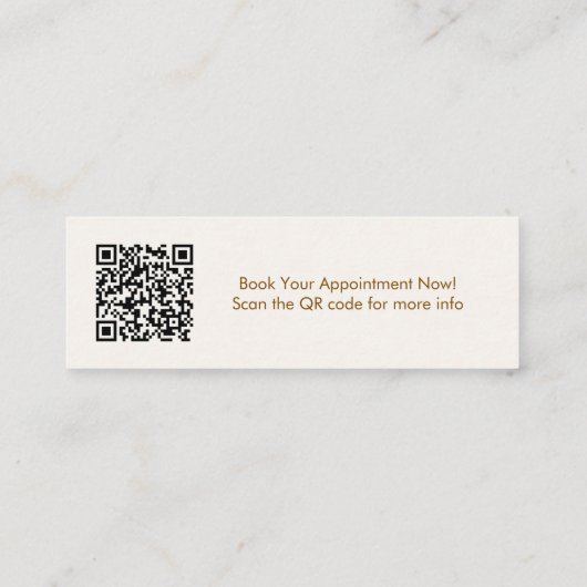 Carte De Visite Mini Script simple Preppy QR Code Girly Tan Brown (Dos)