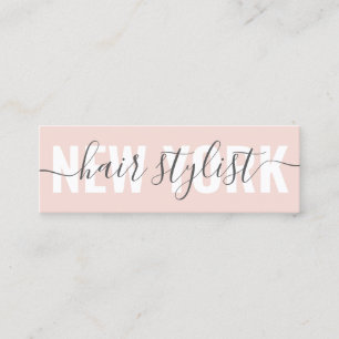 Carte De Visite Mini Scripts de styliste de coiffure rose vif modernes