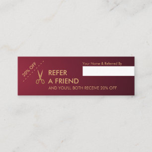 Carte De Visite Mini Sécheurs d'or Styliste de cheveux Wine Gradient R
