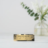 Carte De Visite Mini Sepia broyé or et floral (Debout devant)