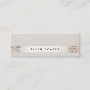 Carte De Visite Mini Séquin d'argent moderne et élégant FAUX