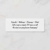 Carte De Visite Mini service de neige (Dos)