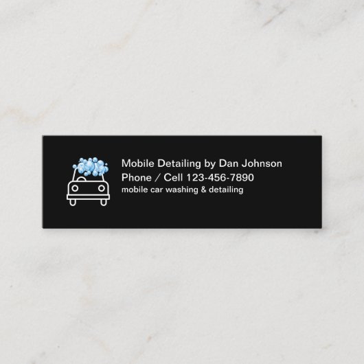 Carte De Visite Mini Services de detailing automobile mobile (Devant)