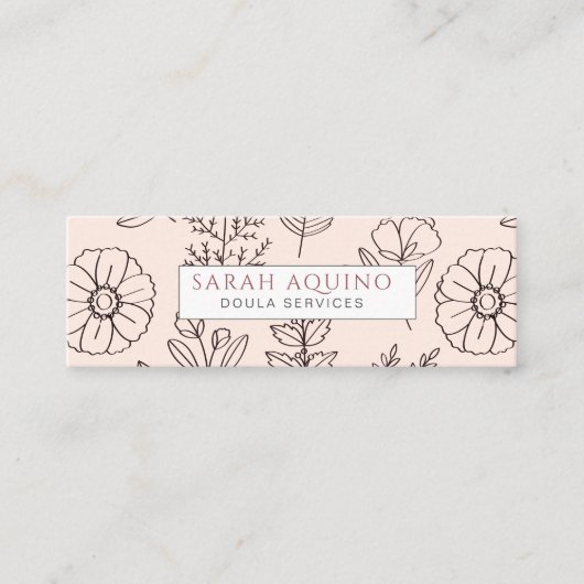 Carte De Visite Mini Services de naissance Doula Peach Floral Dessin À (Devant)