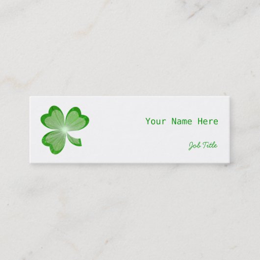 Carte De Visite Mini Shamrock Blanc côté maigre vert dos (Devant)