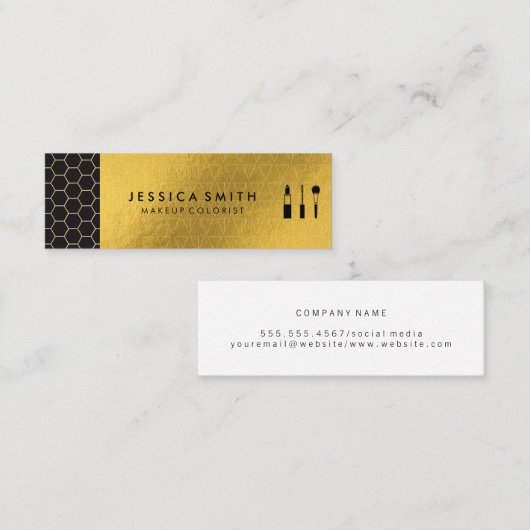 Carte De Visite Mini Shimmer géométrique or | Hex Trim MUA (Devant / Derrière)
