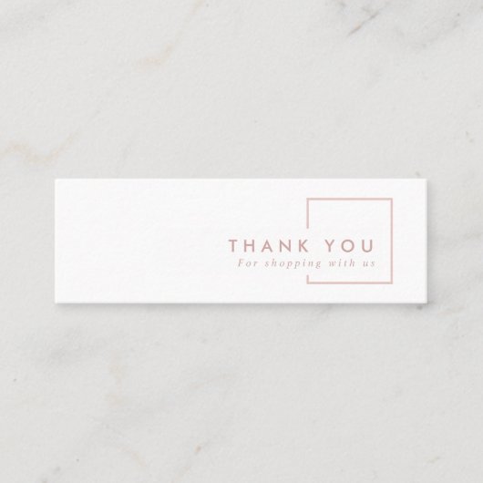 CARTE DE VISITE MINI SHOPPING MINIMAL ROSE BLUSH RECTANGLE MERCI (Devant)