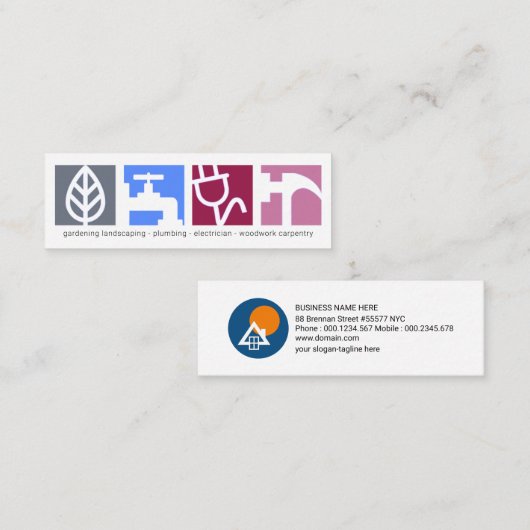 Carte De Visite Mini Signalisation d'icône des services de construction (Devant / Derrière)