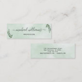 Carte De Visite Mini Signature du script de style vert d'aquarelle simp (Devant / Derrière)