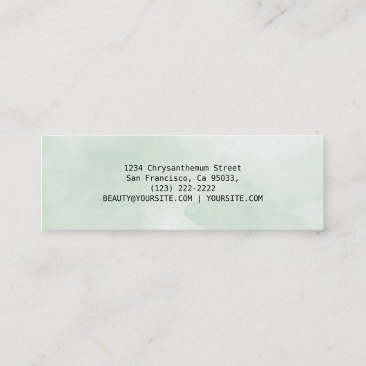 Carte De Visite Mini Signature du script de style vert d'aquarelle simp (Dos)