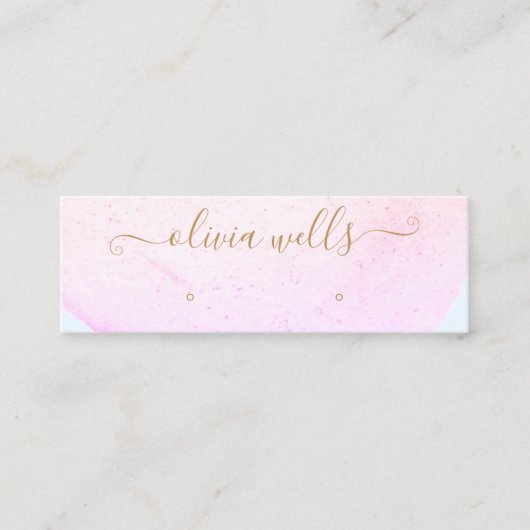 Carte De Visite Mini Signature Script Abstrait Aquarelle Boucles d'orei (Devant)