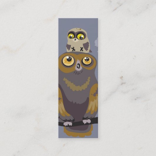 Carte De Visite Mini Signet de hibou et de chouette (Devant)