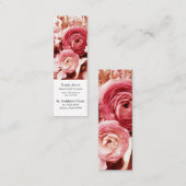 Carte De Visite Mini Signet de lecture fleurs rose pastel (Devant / Derrière)