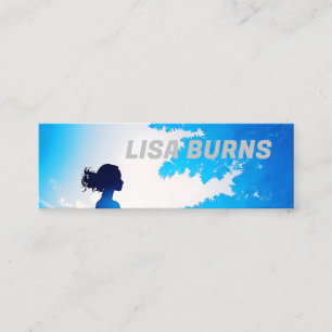 Carte De Visite Mini silhouette féminine avec un arrière - plan bleu do