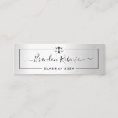 Carte De Visite Mini Silver Look Justice Scales Law School Graduation (Devant)