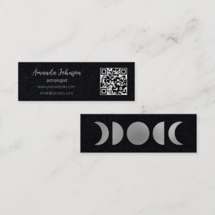 Carte De Visite Mini Silver Moon Phases Astrologue QR Code