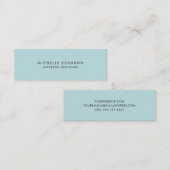 Carte De Visite Mini Simple Aqua Blue Linen Professional (Devant / Derrière)