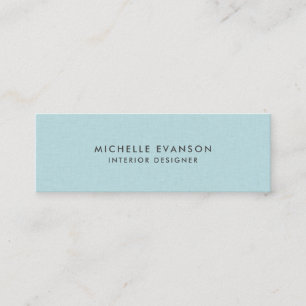 Carte De Visite Mini Simple Aqua Blue Linen Professional