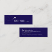 Carte De Visite Mini Simple Blue Travel Consultant (Devant / Derrière)