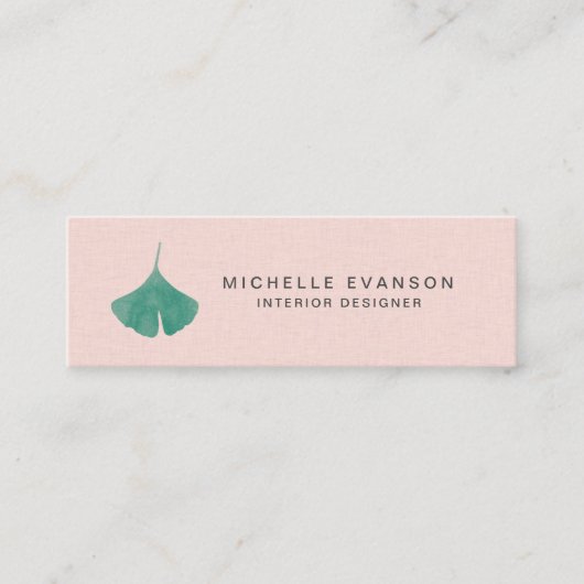 Carte De Visite Mini Simple Blush rose Ginkgo Nature (Devant)
