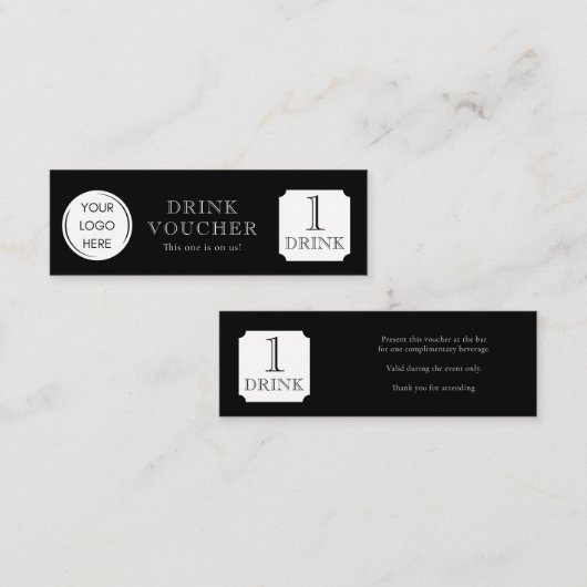 Carte De Visite Mini Simple BON DE BOISSON Logo d'entreprise (Devant / Derrière)