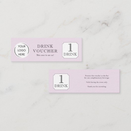 Carte De Visite Mini Simple BON DE BOISSON Logo d'entreprise (Devant / Derrière)