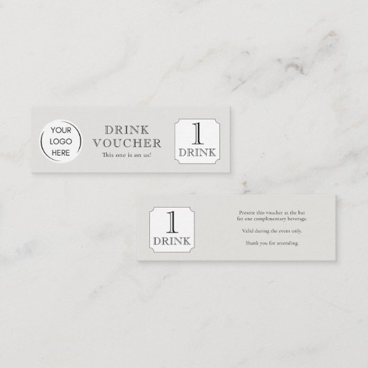Carte De Visite Mini Simple BON DE BOISSON Logo d'entreprise (Devant / Derrière)
