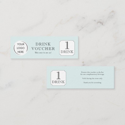 Carte De Visite Mini Simple BON DE BOISSON Logo d'entreprise (Devant / Derrière)
