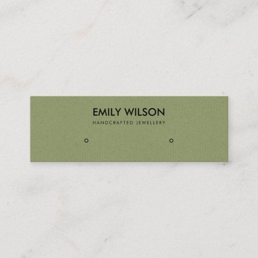 CARTE DE VISITE MINI SIMPLE CHIC GREEN KRAFT STUD EARRÊT AFFICHER LOGO (Devant)