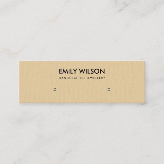 CARTE DE VISITE MINI SIMPLE CHIC OCHRE KRAFT STUD EARRY LOGO (Devant)