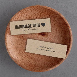 Carte De Visite Mini Simple coeur rustique fait main avec amour Kraft