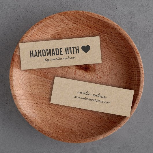 Carte De Visite Mini Simple coeur rustique fait main avec Love Kraft